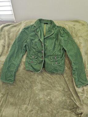 LOFT Olive Green Tailored Button Jacket, Petite Small